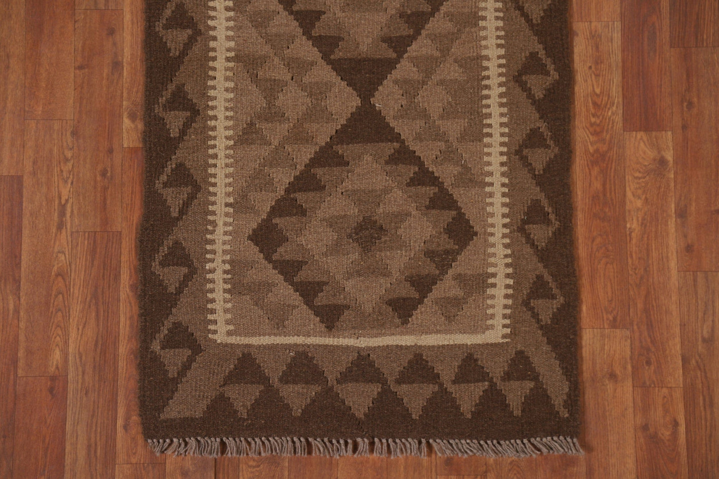 Brown Wool Kilim Oriental Area Rug 3x4