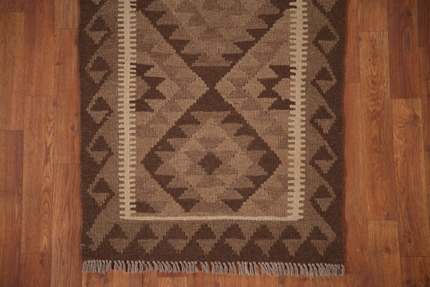 Geometric Kilim Reversible Wool Area Rug 3x4