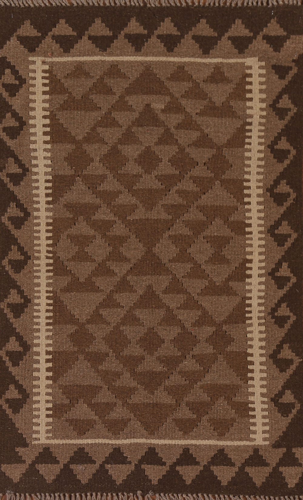 Brown Kilim Reversible Wool Rug 3x4