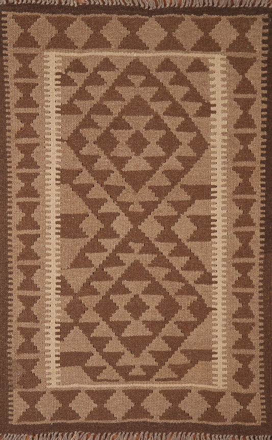 Geometric Kilim Oriental Wool Rug 3x4