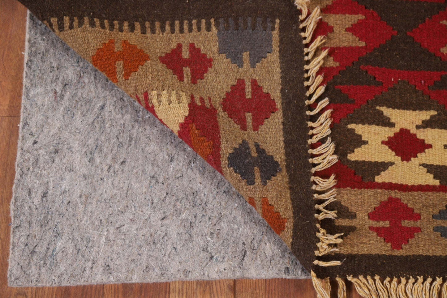 Geometric Kilim Reversible Wool Runner Rug 3x7