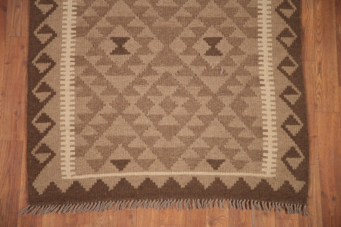 Brown Kilim Reversible Wool Area Rug 3x5