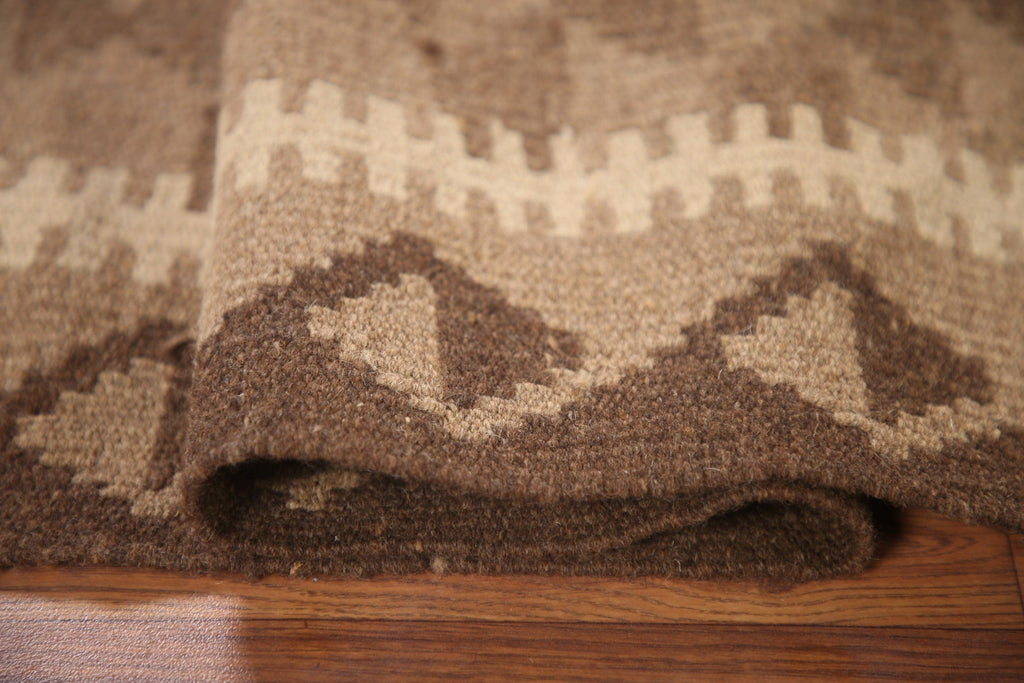 Brown Kilim Reversible Wool Area Rug 3x5