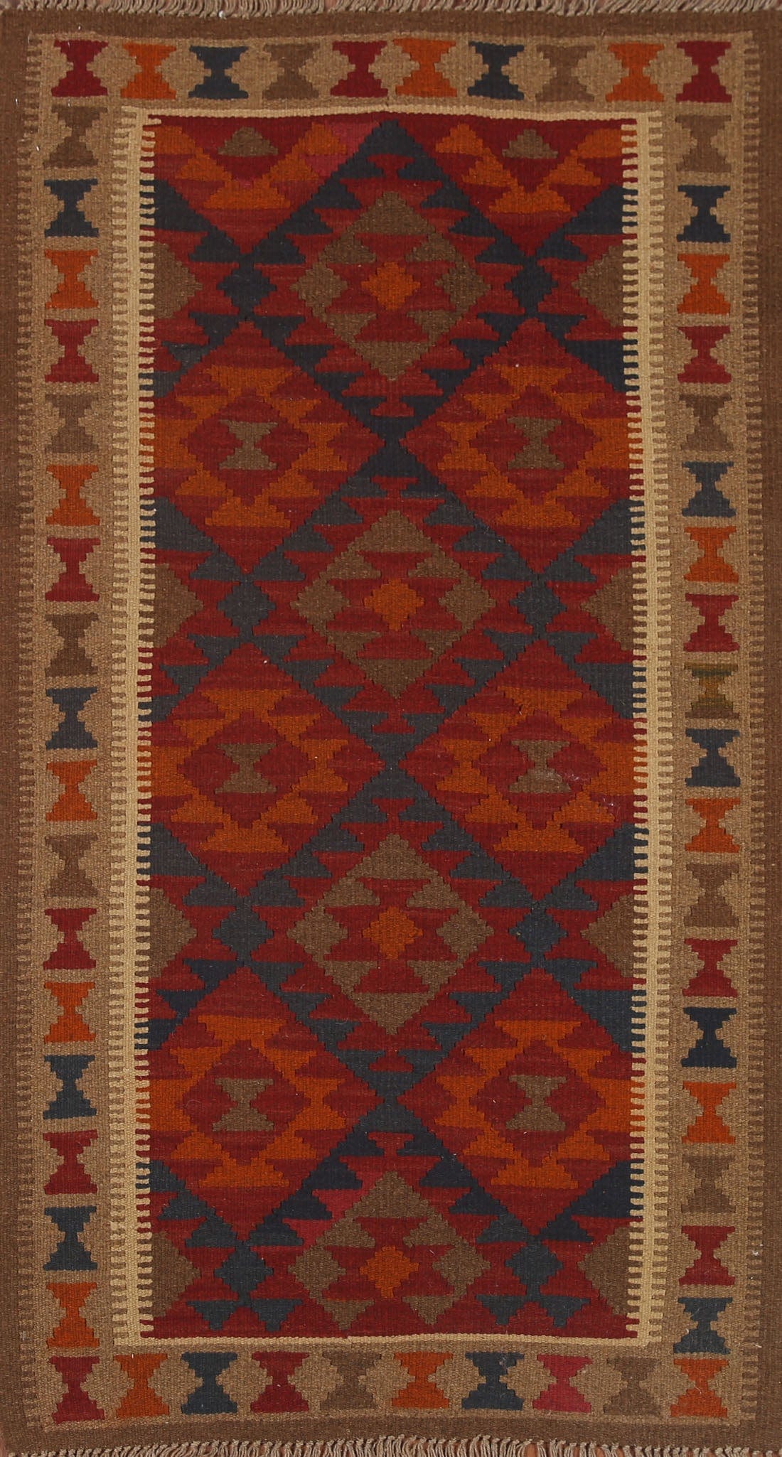 Wool Kilim Reversible Wool Area Rug 3x6