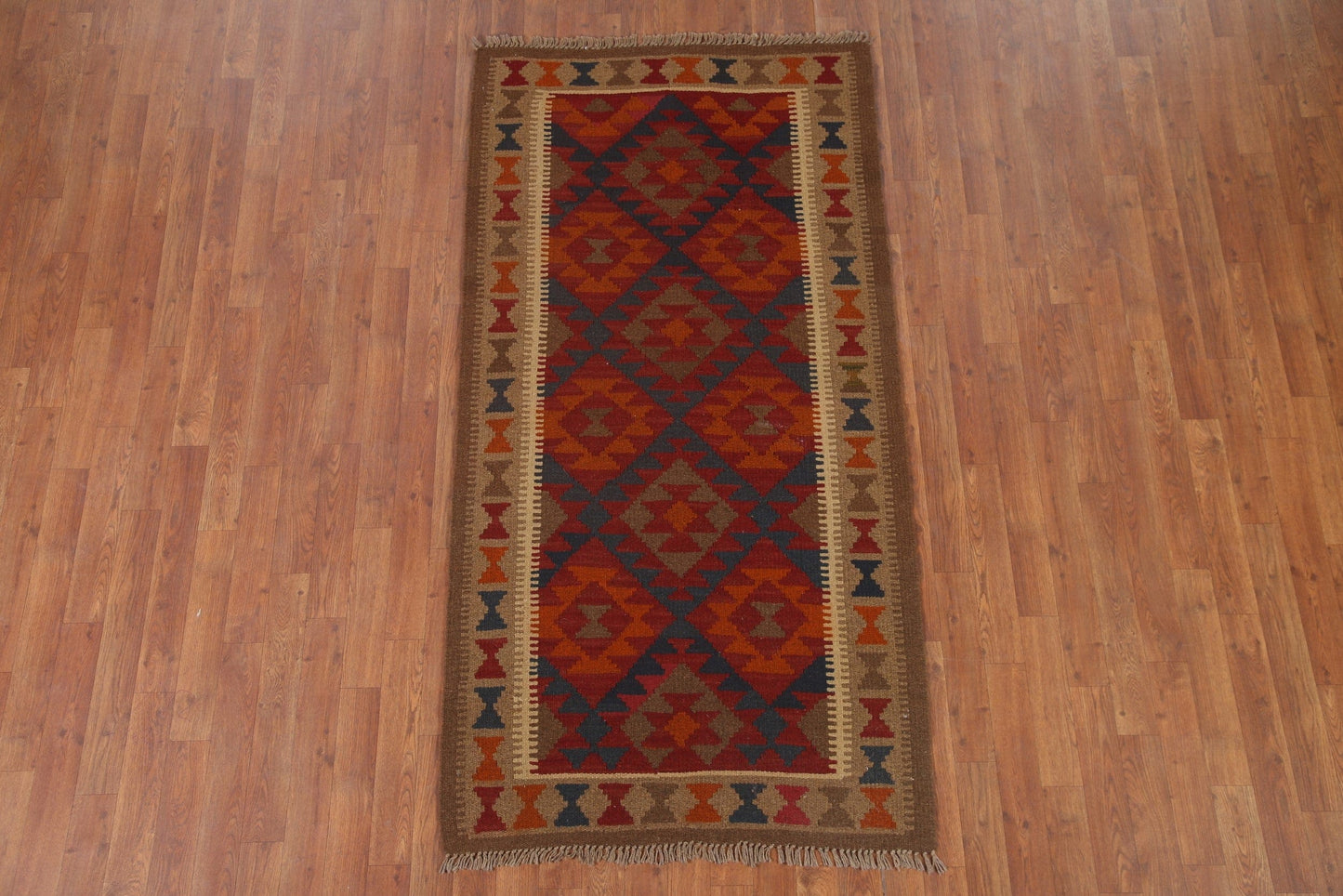 Wool Kilim Reversible Wool Area Rug 3x6