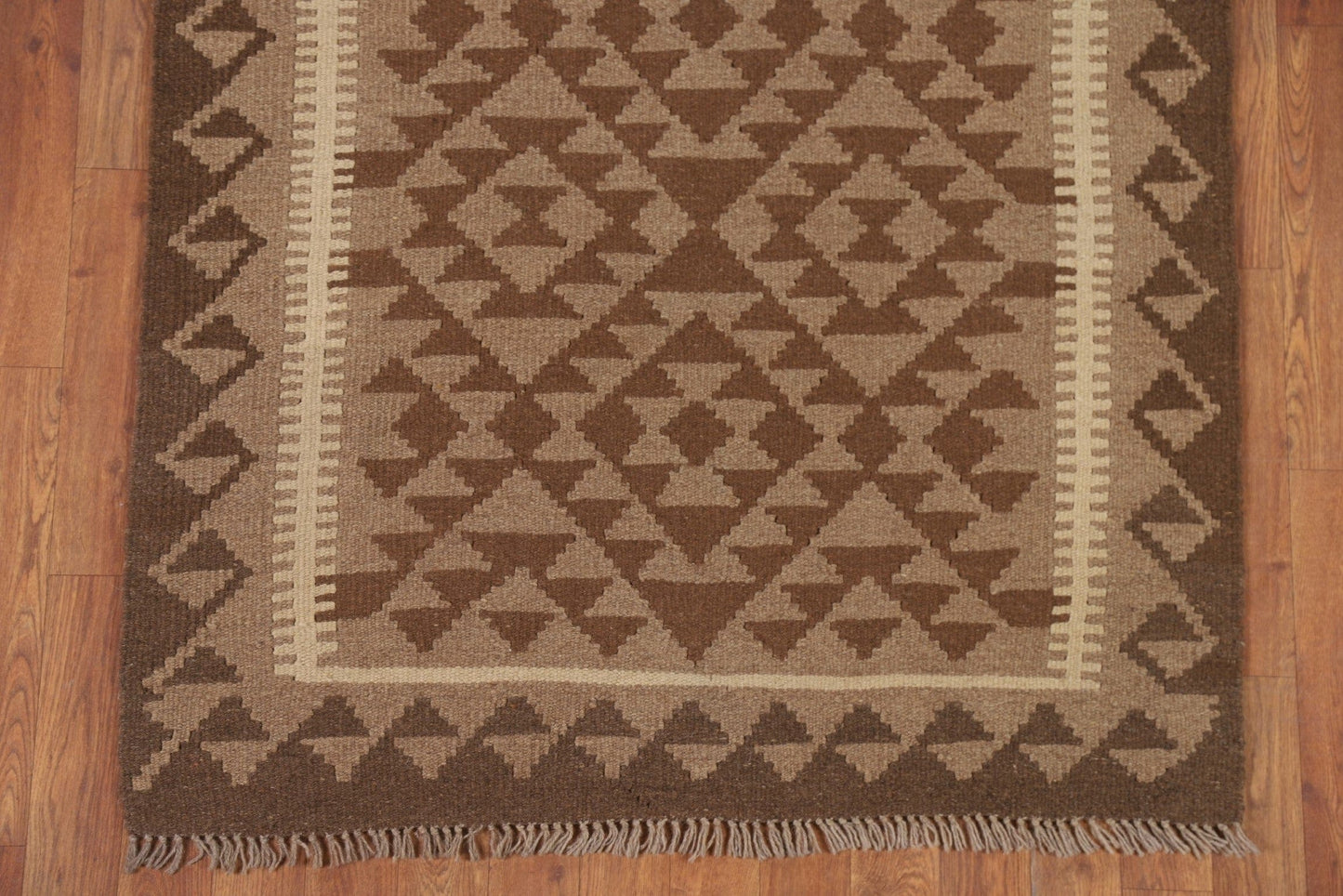 Brown Wool Kilim Oriental Area Rug 4x5