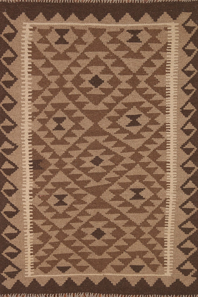 Geometric Brown Kilim Oriental Area Rug 3x6