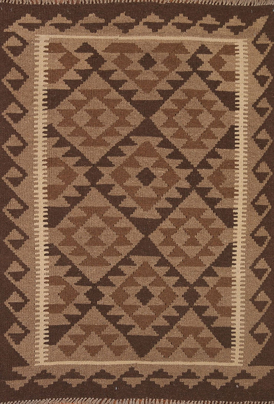 Geometric Kilim Reversible Wool Area Rug 3x5