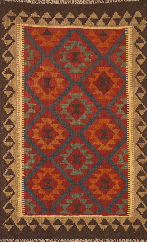 Kilim Reversible Wool Area Rug 4x5