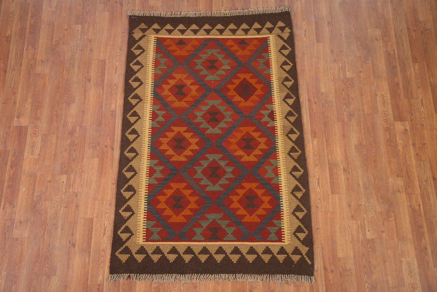 Kilim Reversible Wool Area Rug 4x5