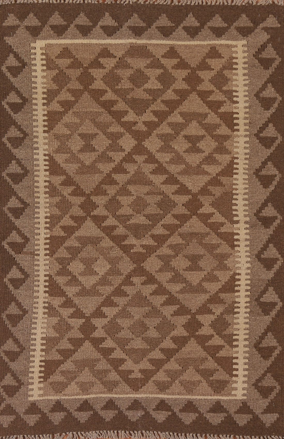 Brown Kilim Reversible Wool Area Rug 3x5