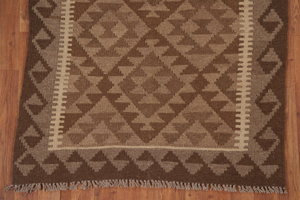 Brown Kilim Reversible Wool Area Rug 3x5