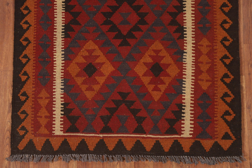 Geometric Kilim Reversible Wool Area Rug 3x5