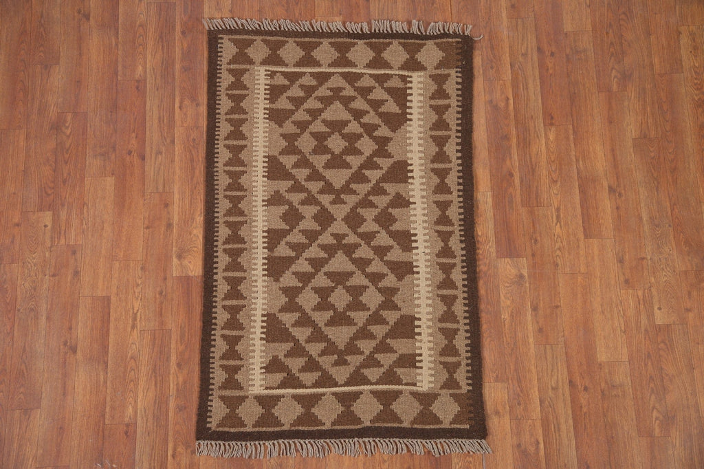 Kilim Reversible Wool Area Rug 3x4