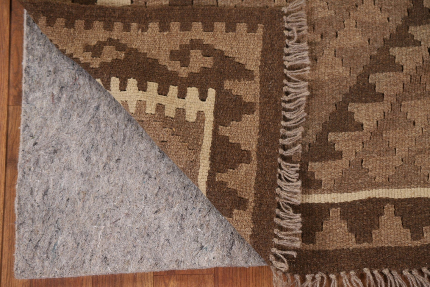 Brown Kilim Reversible Wool Area Rug 3x4