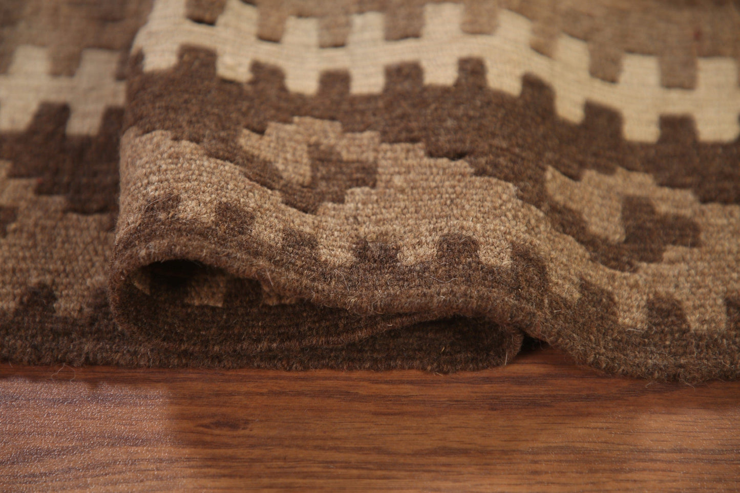 Brown Kilim Reversible Wool Area Rug 3x4