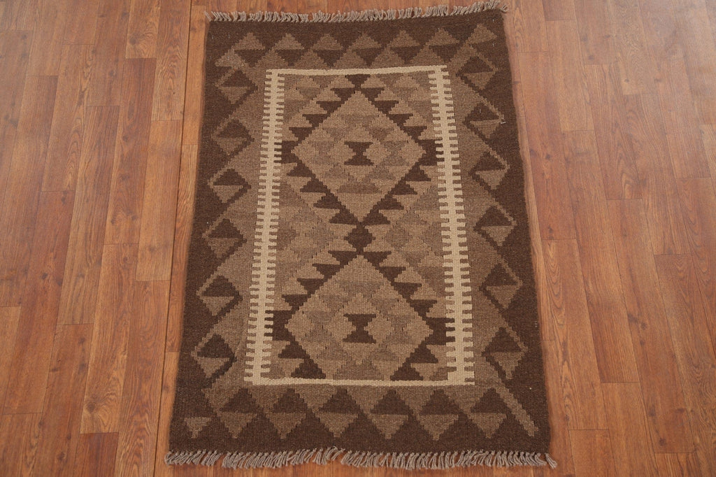 Kilim Reversible Wool Area Rug 3x4