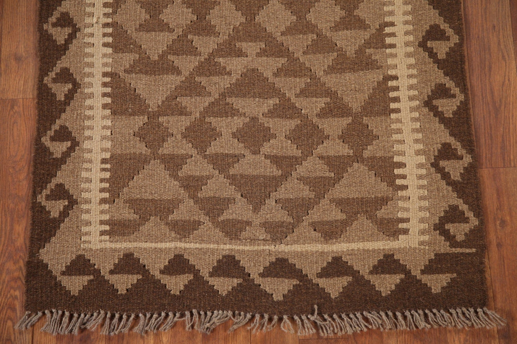 Brown Kilim Reversible Wool Rug 3x4