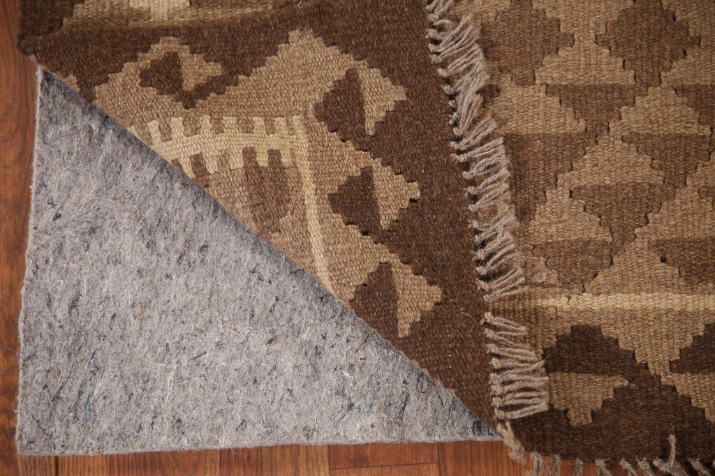 Brown Kilim Reversible Wool Rug 3x4