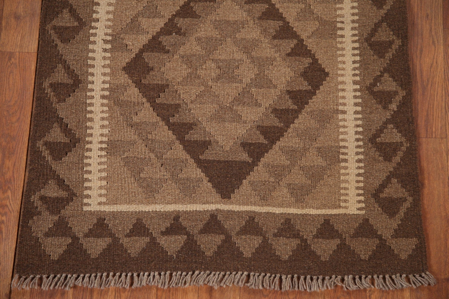 Brown Kilim Reversible Wool Area Rug 3x4