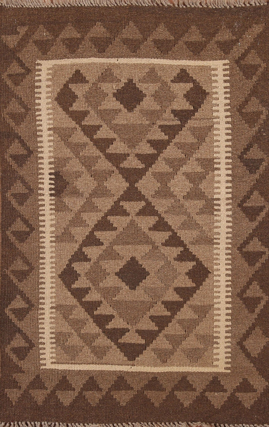 Geometric Kilim Reversible Wool Rug 3x4