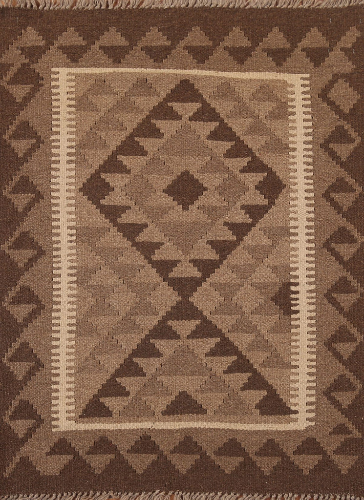 Geometric Kilim Oriental Wool Rug 3x4