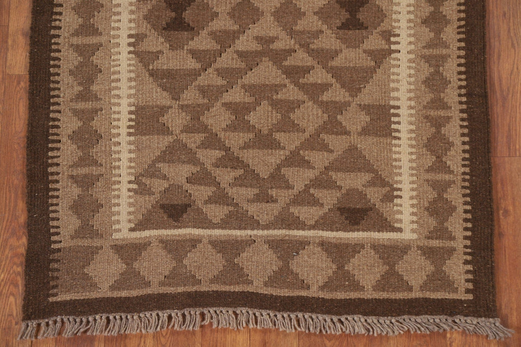 Brown Kilim Reversible Wool Area Rug 3x4