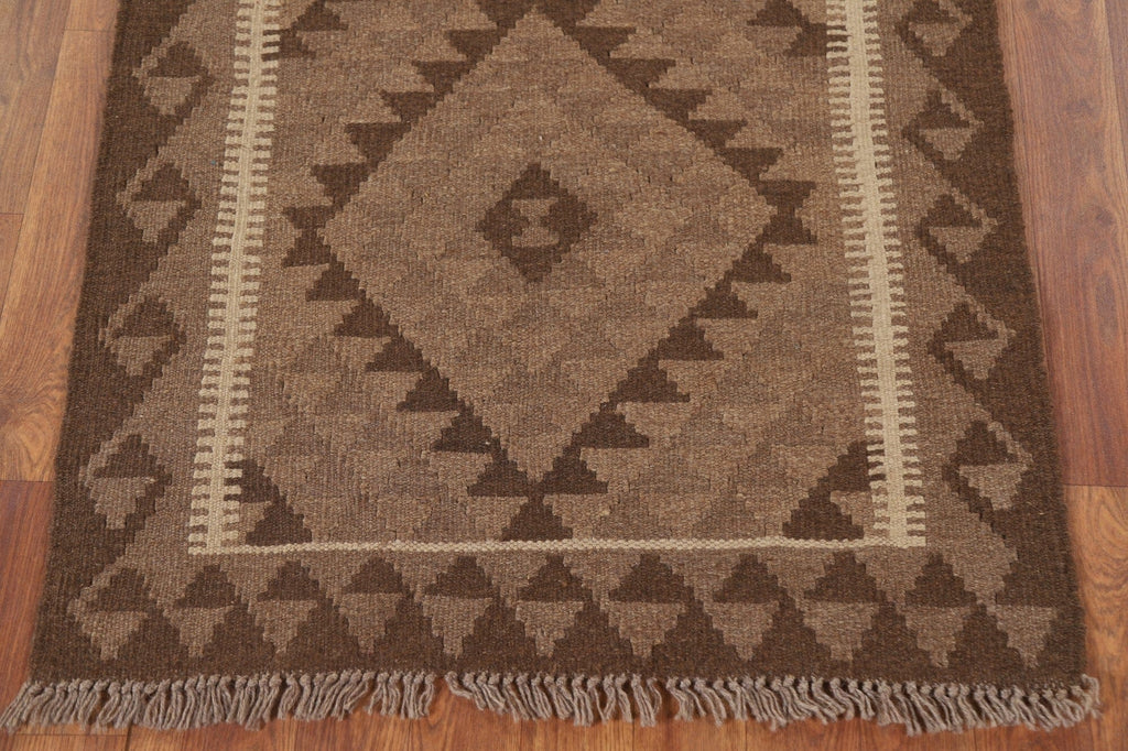 Geometric Kilim Reversible Wool Rug 3x4