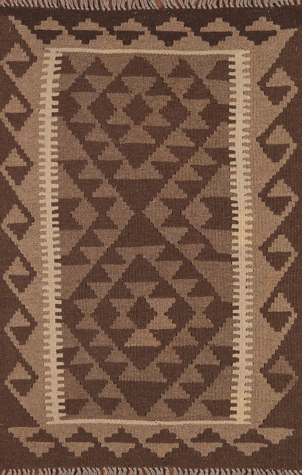 Brown Kilim Reversible Wool Area Rug 3x4