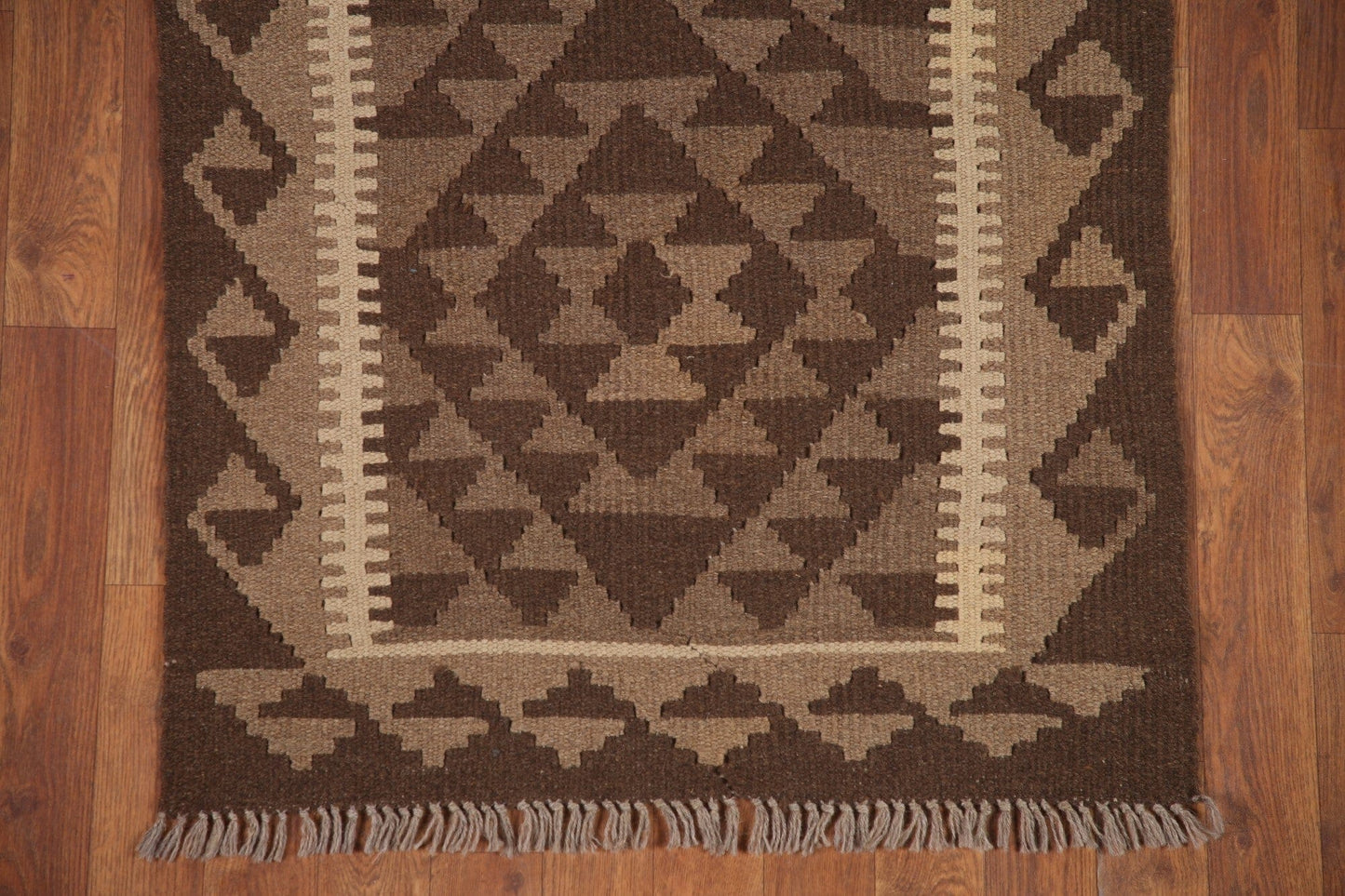 Brown Kilim Reversible Wool Area Rug 3x4