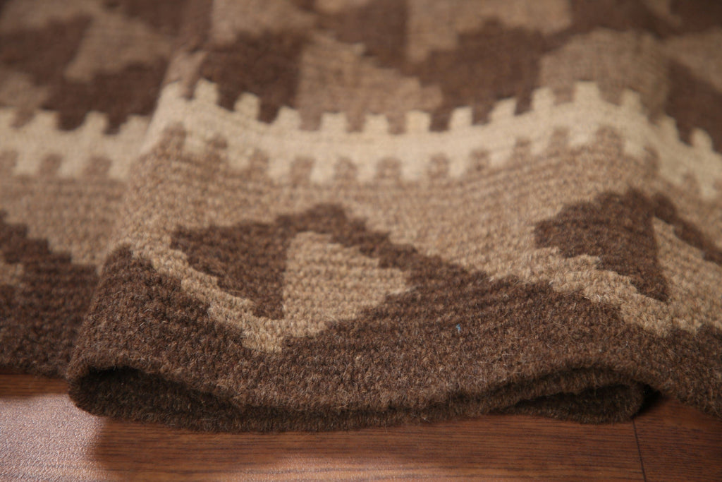 Brown Kilim Reversible Wool Area Rug 3x4