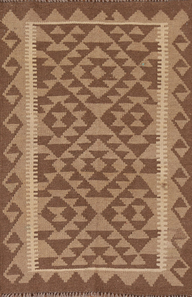 Reversible Wool Kilim Geometric Area Rug 3x4