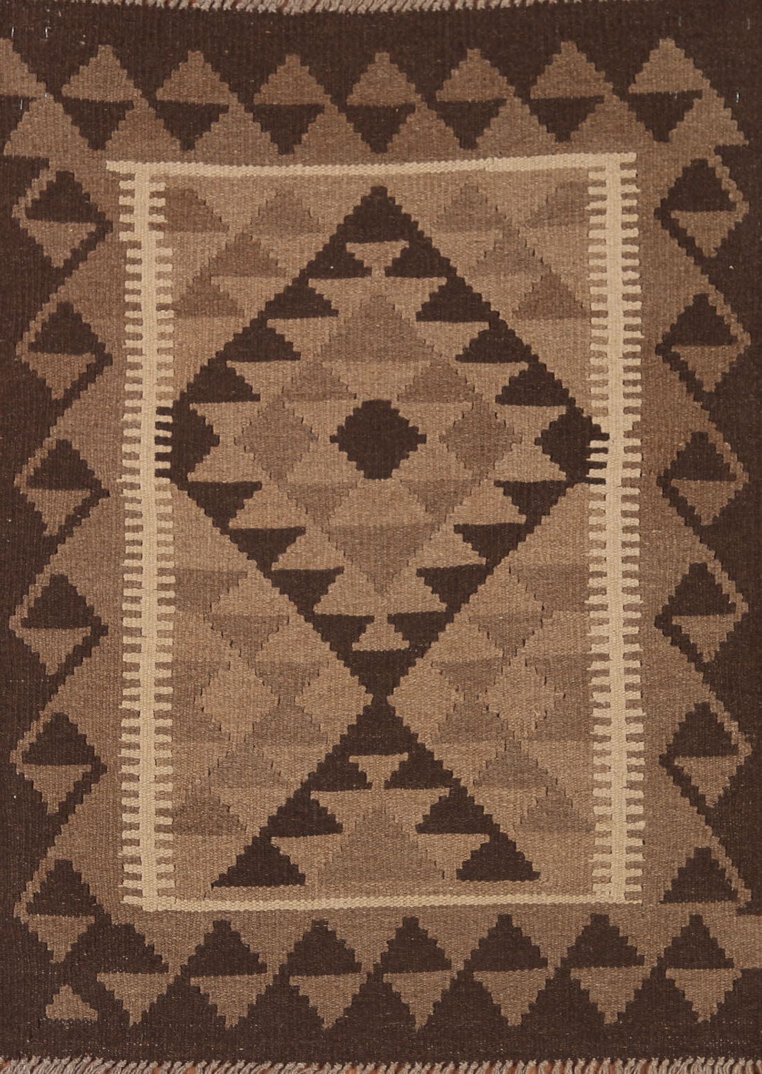 Geometric Kilim Reversible Wool Rug 3x4