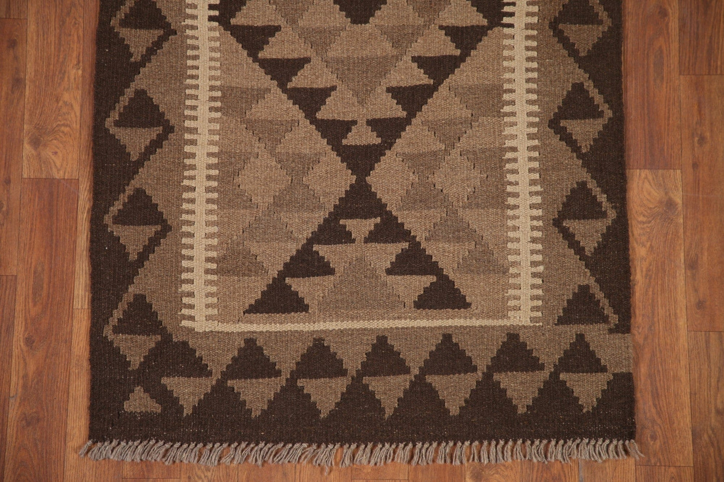 Geometric Kilim Reversible Wool Rug 3x4