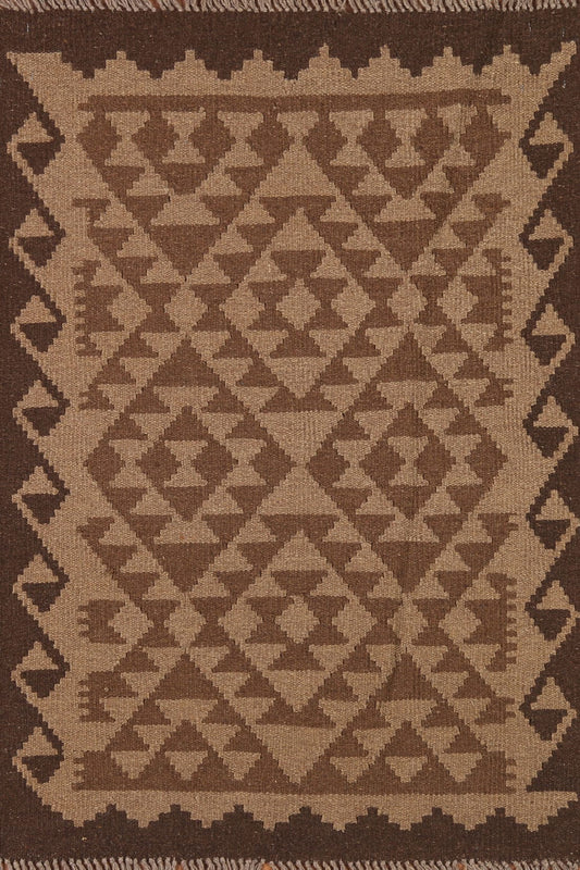 Geometric Kilim Reversible Wool Rug 3x4