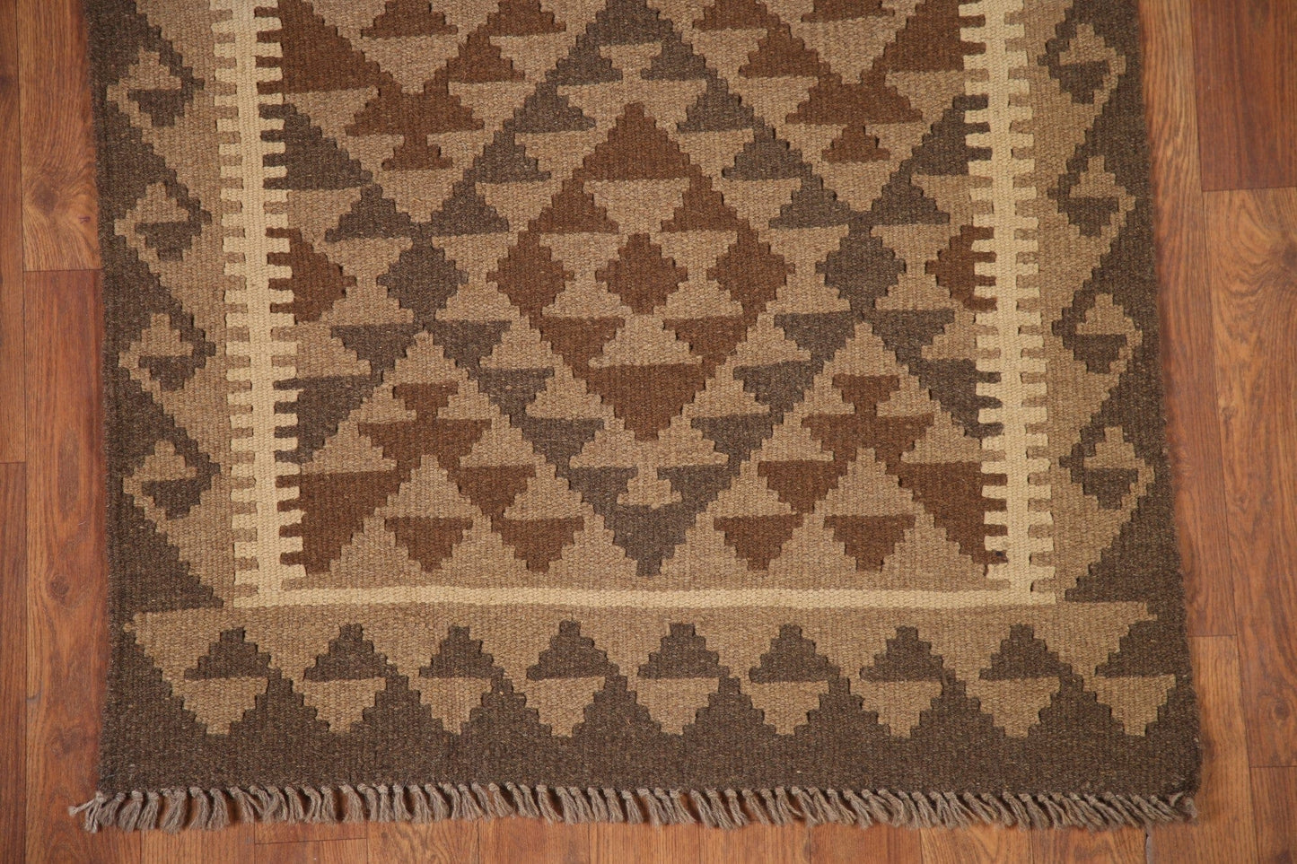 Brown Kilim Reversible Wool Rug 3x4