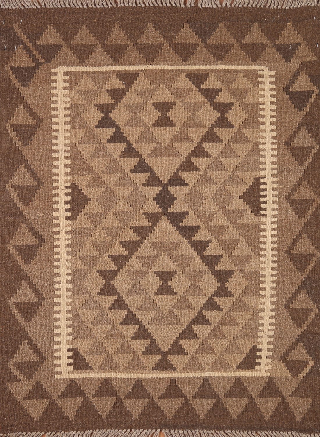 Reversible Wool Kilim Geometric Area Rug 3x4