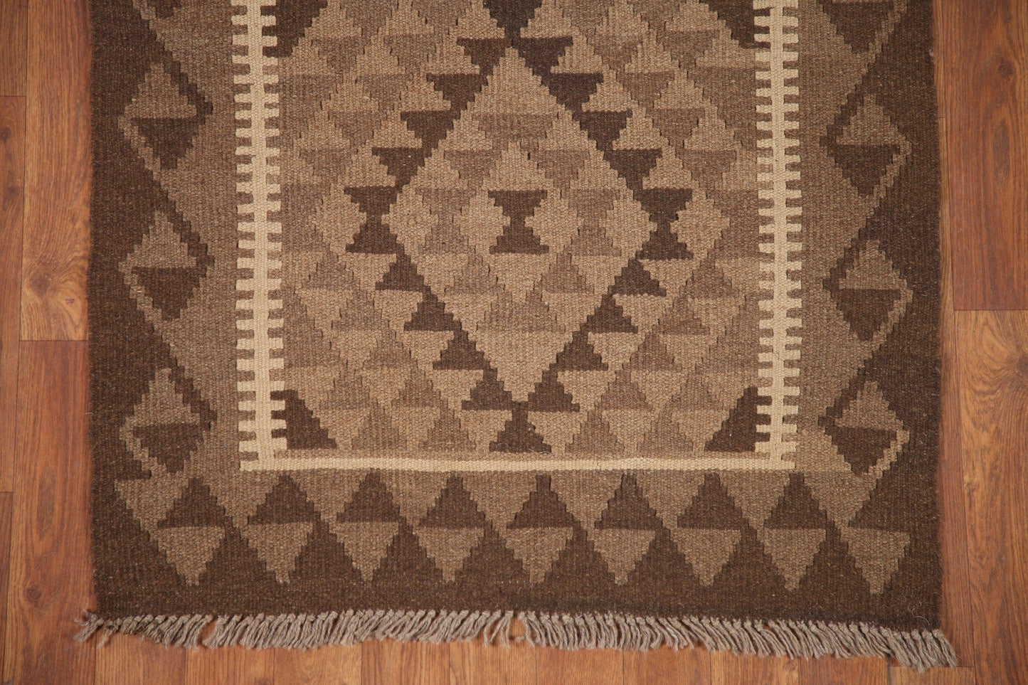 Reversible Wool Kilim Geometric Area Rug 3x4