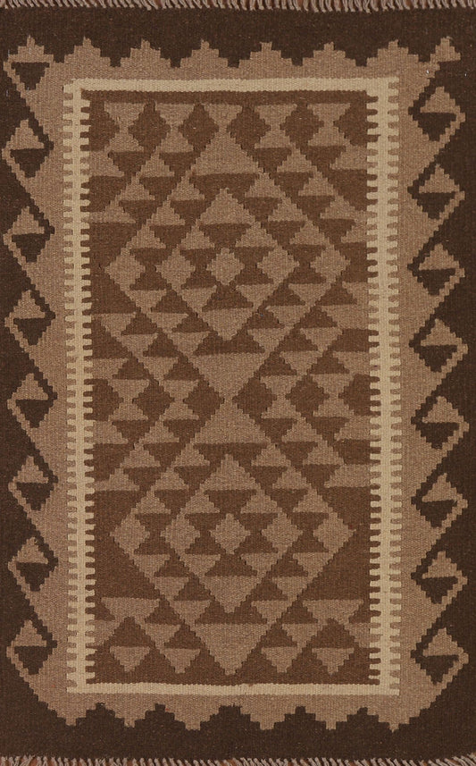 Geometric Kilim Reversible Wool Rug 3x4