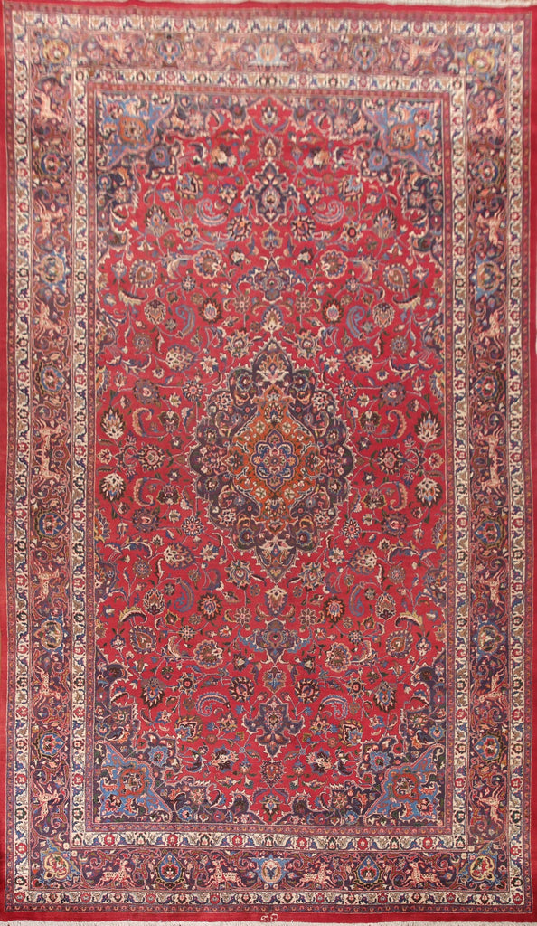 Vintage Wool Mashad Persian Large Rug 10x16