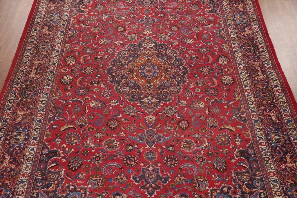 Vintage Wool Mashad Persian Large Rug 10x16