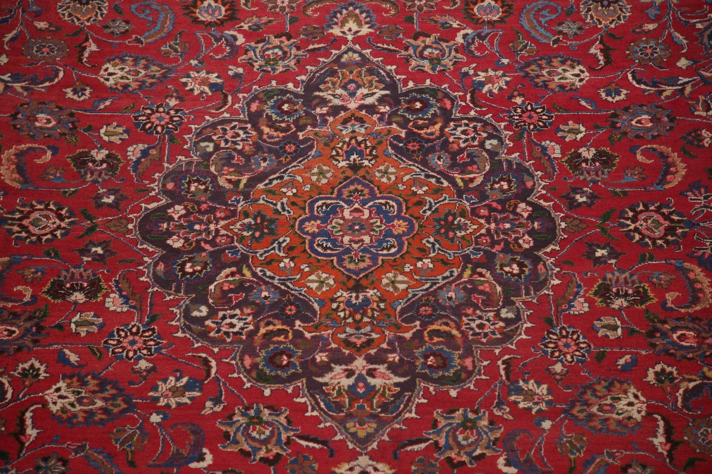 Vintage Wool Mashad Persian Large Rug 10x16