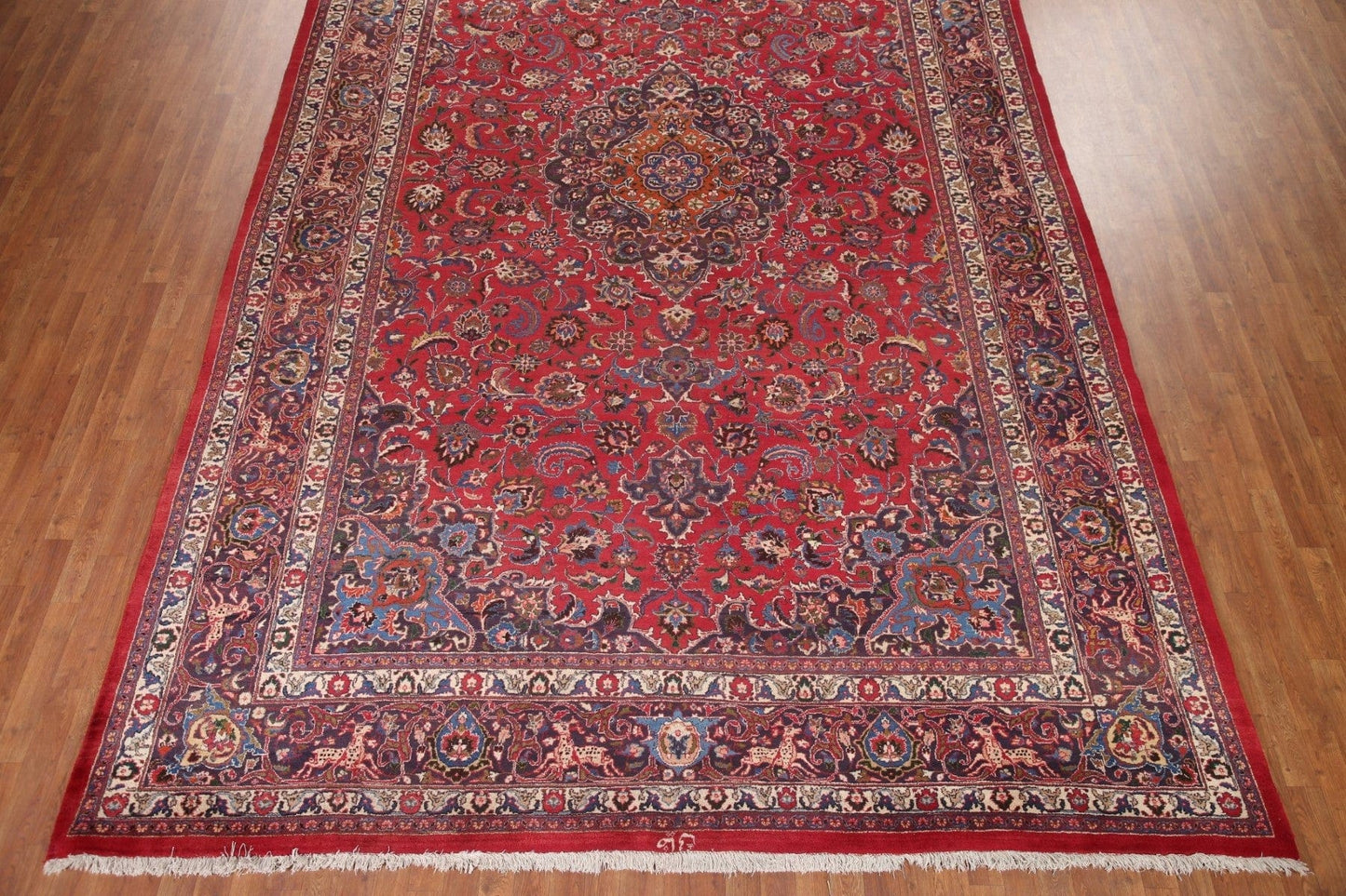 Vintage Wool Mashad Persian Large Rug 10x16