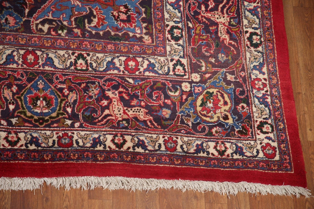 Vintage Wool Mashad Persian Large Rug 10x16