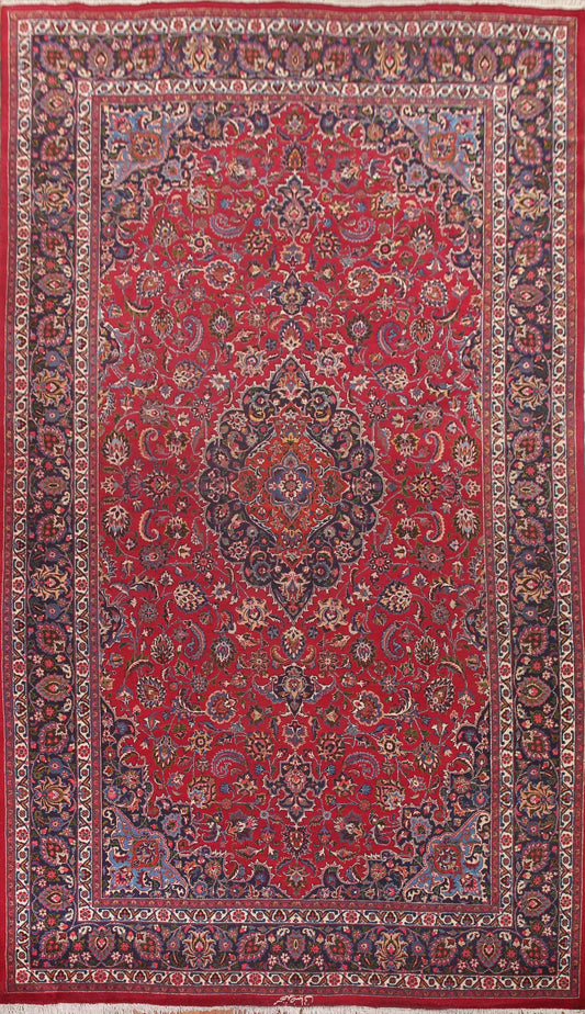 Floral Red Mashad Signed Persian Large Rug 10x17