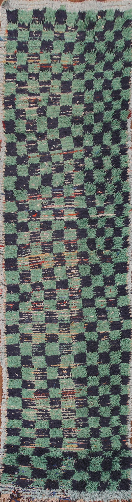 Checkered Moroccan Oriental Runner Rug 3x11