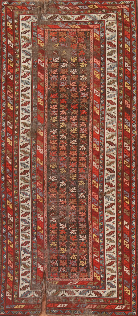 Pre-1900 Antique Shirvan Oriental Runner Rug 4x9