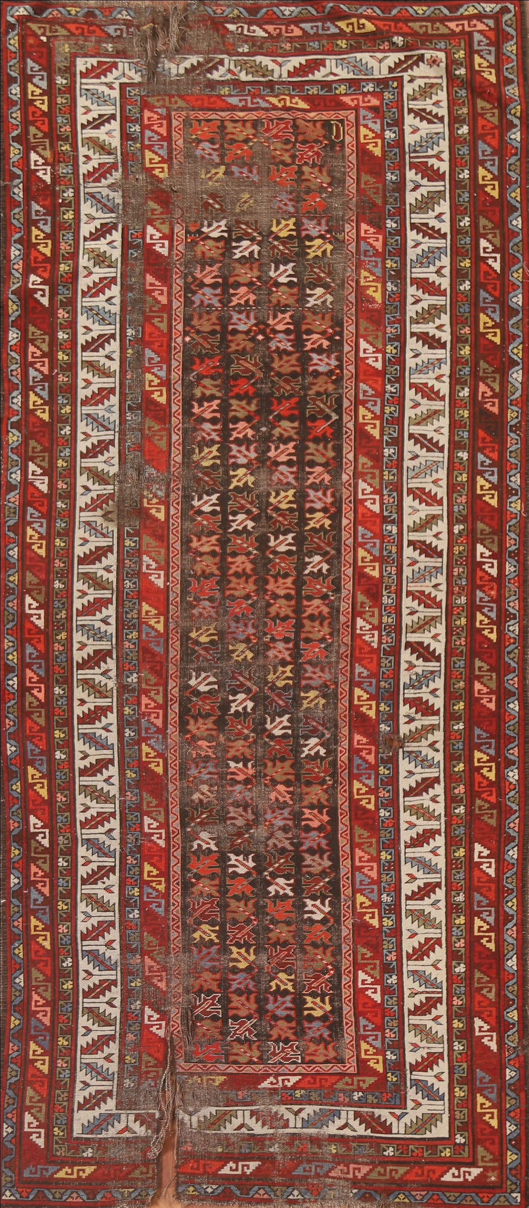 Pre-1900 Antique Shirvan Oriental Runner Rug 4x9