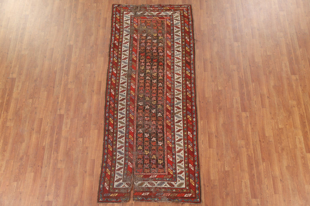 Pre-1900 Antique Shirvan Oriental Runner Rug 4x9