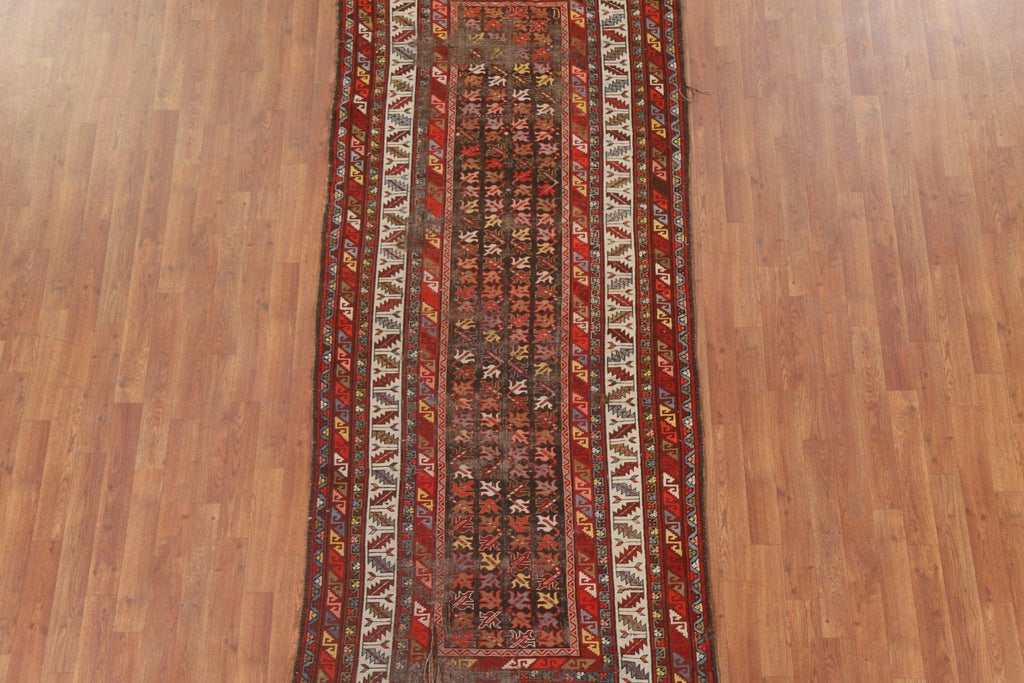 Pre-1900 Antique Shirvan Oriental Runner Rug 4x9